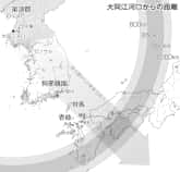 大同江河口からの距離