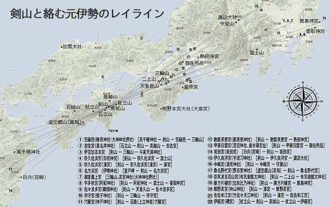 剣山と絡む元伊勢のレイライン