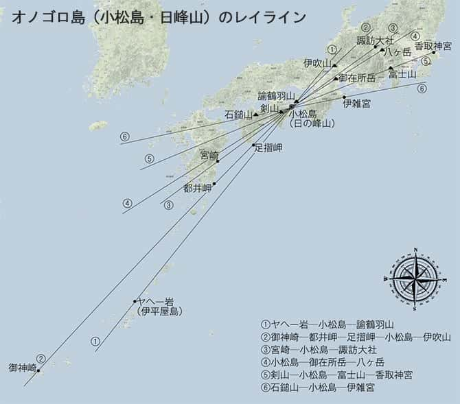 オノゴロ島(小松島・日峰山)のレイライン