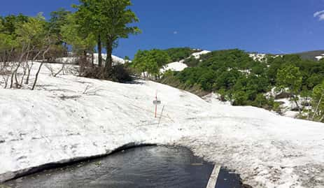 Reaching the snow blocked ski slopes of Gassan!