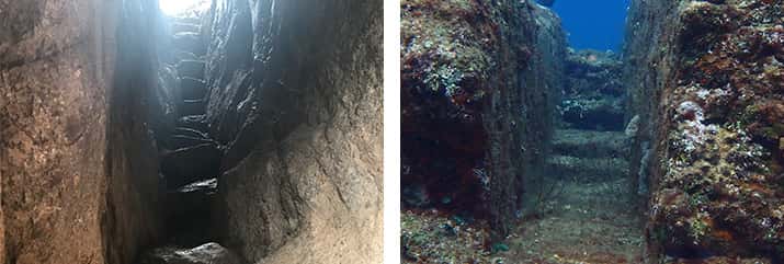 Pisaq(ピサック)の山道に作られた岩場の通路が海底遺跡の通路に類似