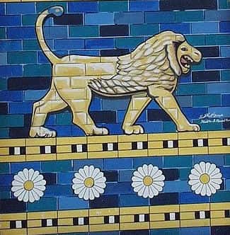 バビロンでネブカドネザルが建設したイシュタル門の壁画