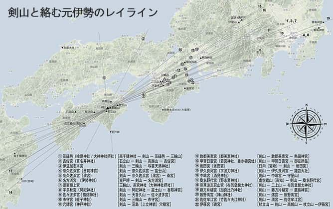 剣山と絡む元伊勢のレイライン