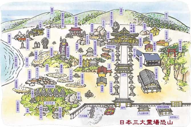 日本3大霊場恐山の境内と周辺図