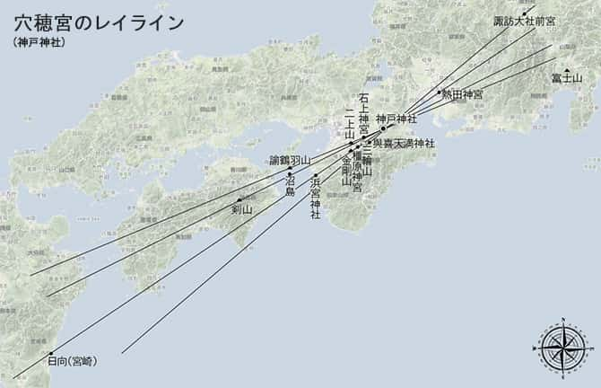 穴穂宮(神戸神社)のレイライン