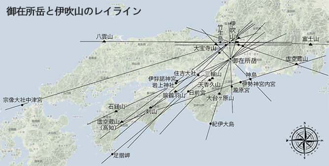 御在所岳と伊吹山のレイライン