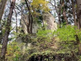 羽黒岩を山道から望む
