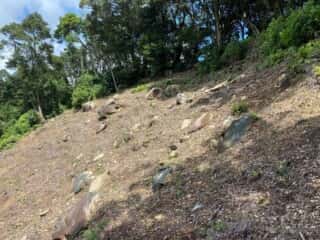 島中心部斜面の岩