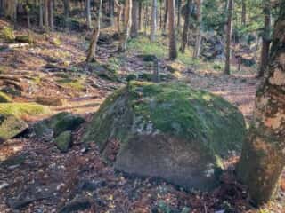 続石への山道途中の巨石