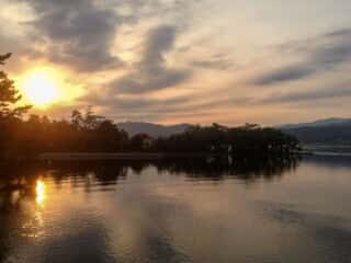 大天橋から夕日を望む