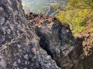 妙義山 登山道 鎖場 背びれ岩