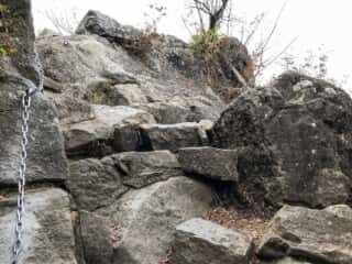 女体山御本殿裏の岩場
