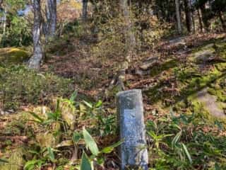続石そば不動岩への道しるべ